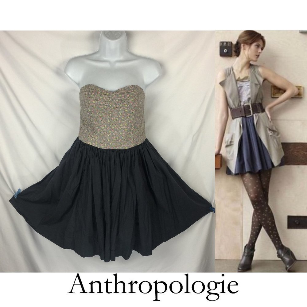 Anthro Maeve Addy Strapless Sweetheart Dress 4